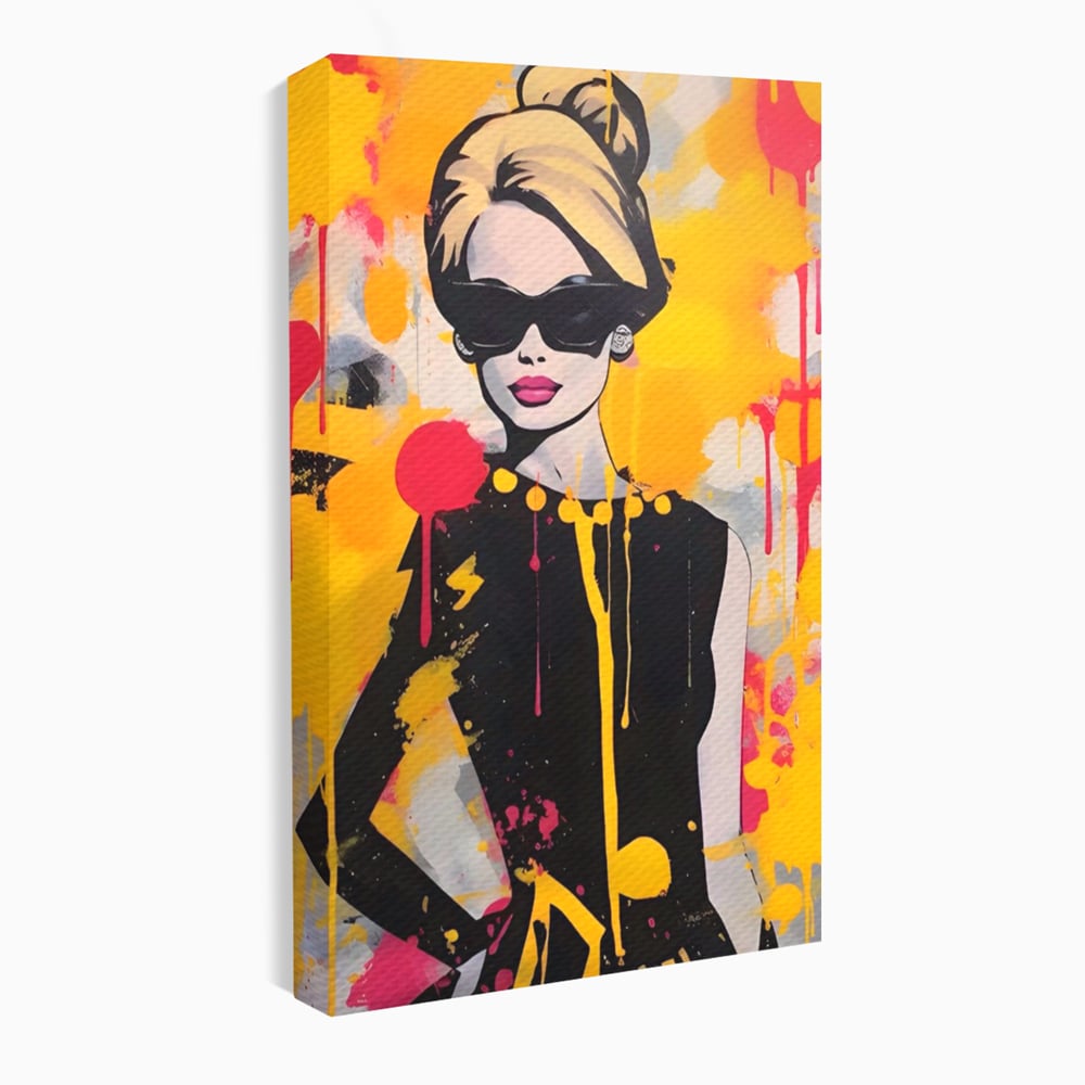 Tablou canvas cu tablou canvas cu femeie in stil pop art, fara rama, pe sasiu de lemn